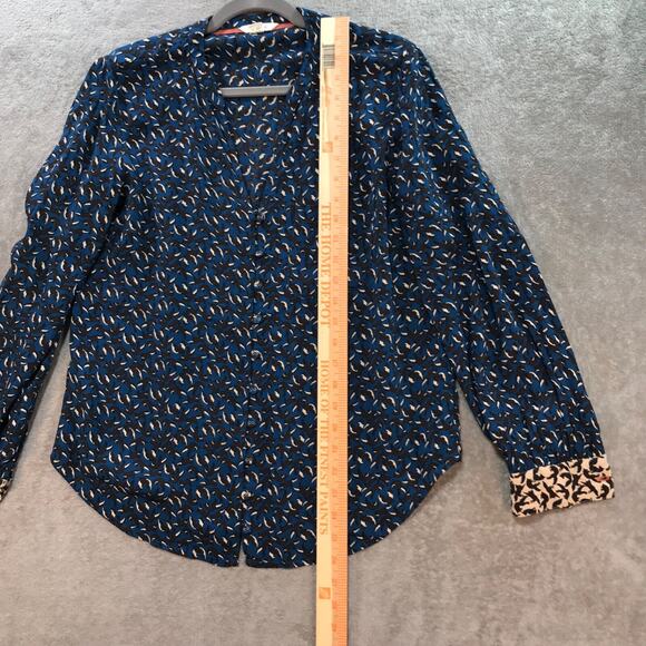 White Stuff Teal Brown Fox Pattern Women's Top‎ Blouse Size UK 8 Boho - Picture 3 of 7